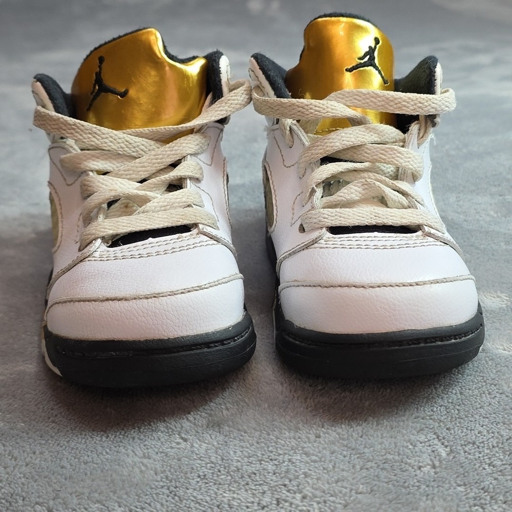 Air Jordan 5‎ Retro BG Olympic Gold White/Black toddler 8C  440890-133